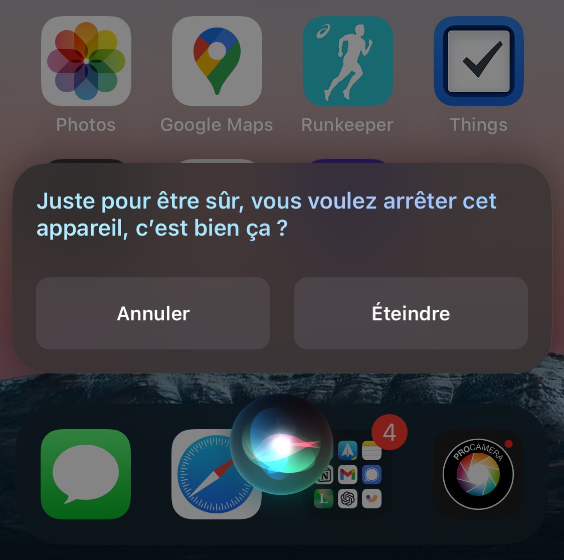 Siri éteint iPhone