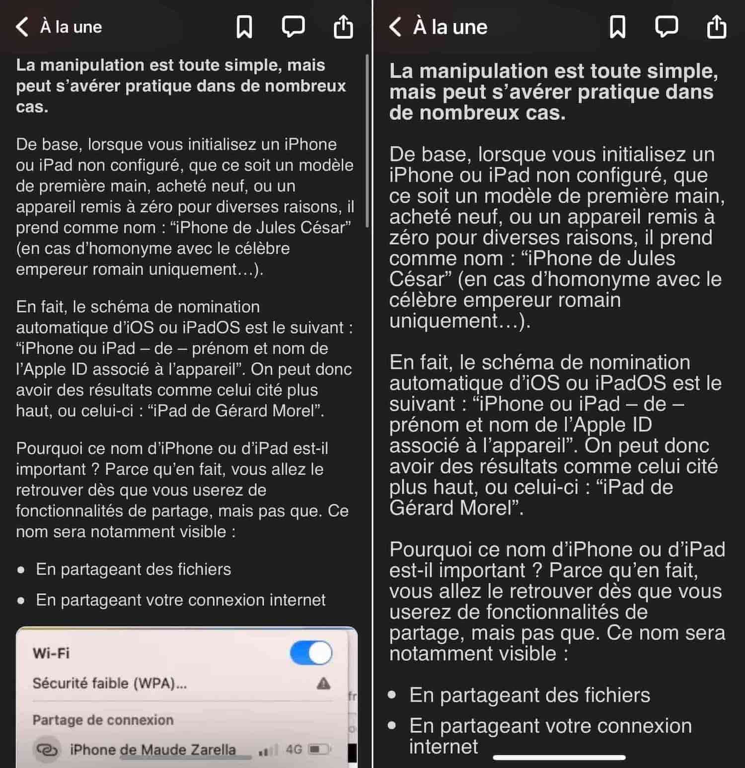Changement taille de texte app i-nfo.fr