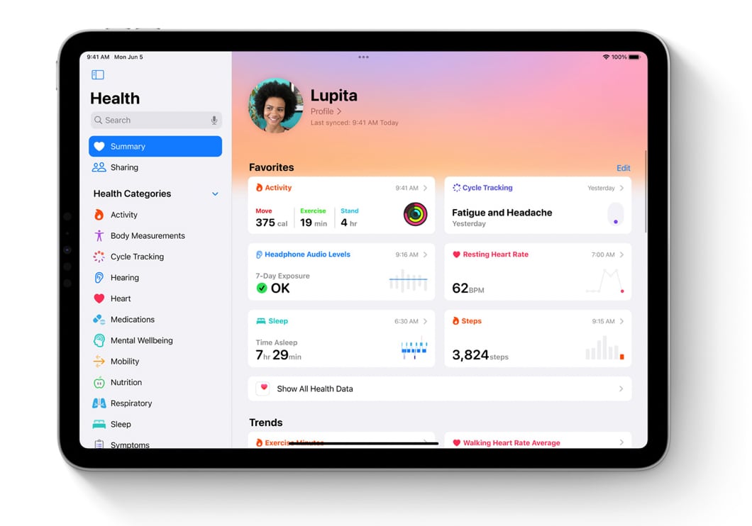 App Santé iPadOS 17