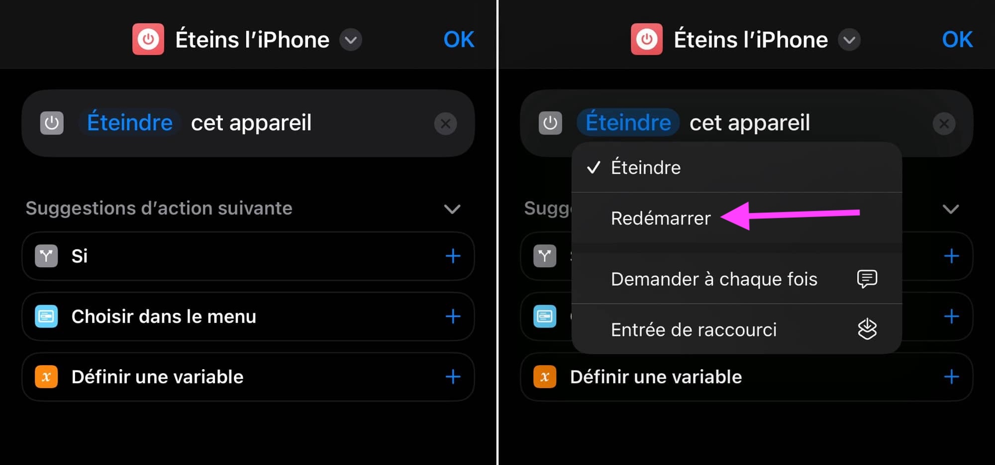 Raccourci éteindre iPhone