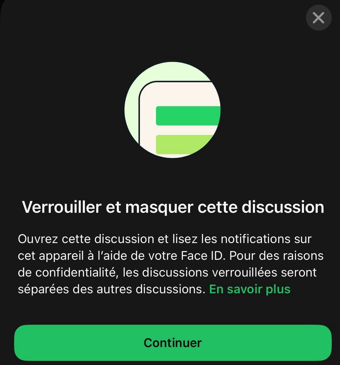 WhatsApp cacher discussion Face ID
