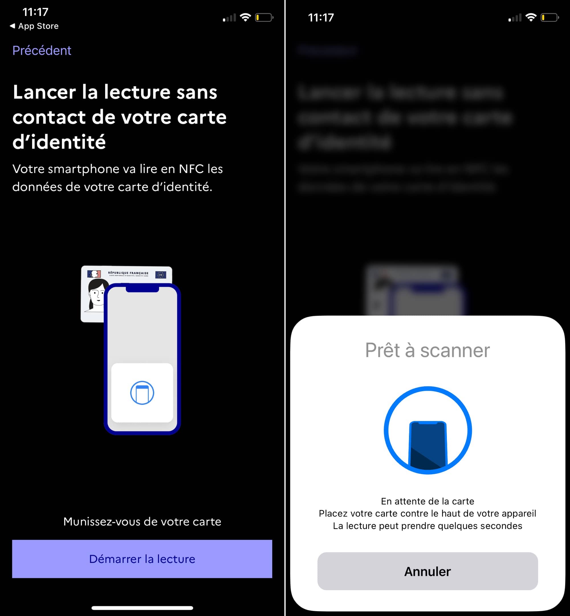 App France Identité scan NFC