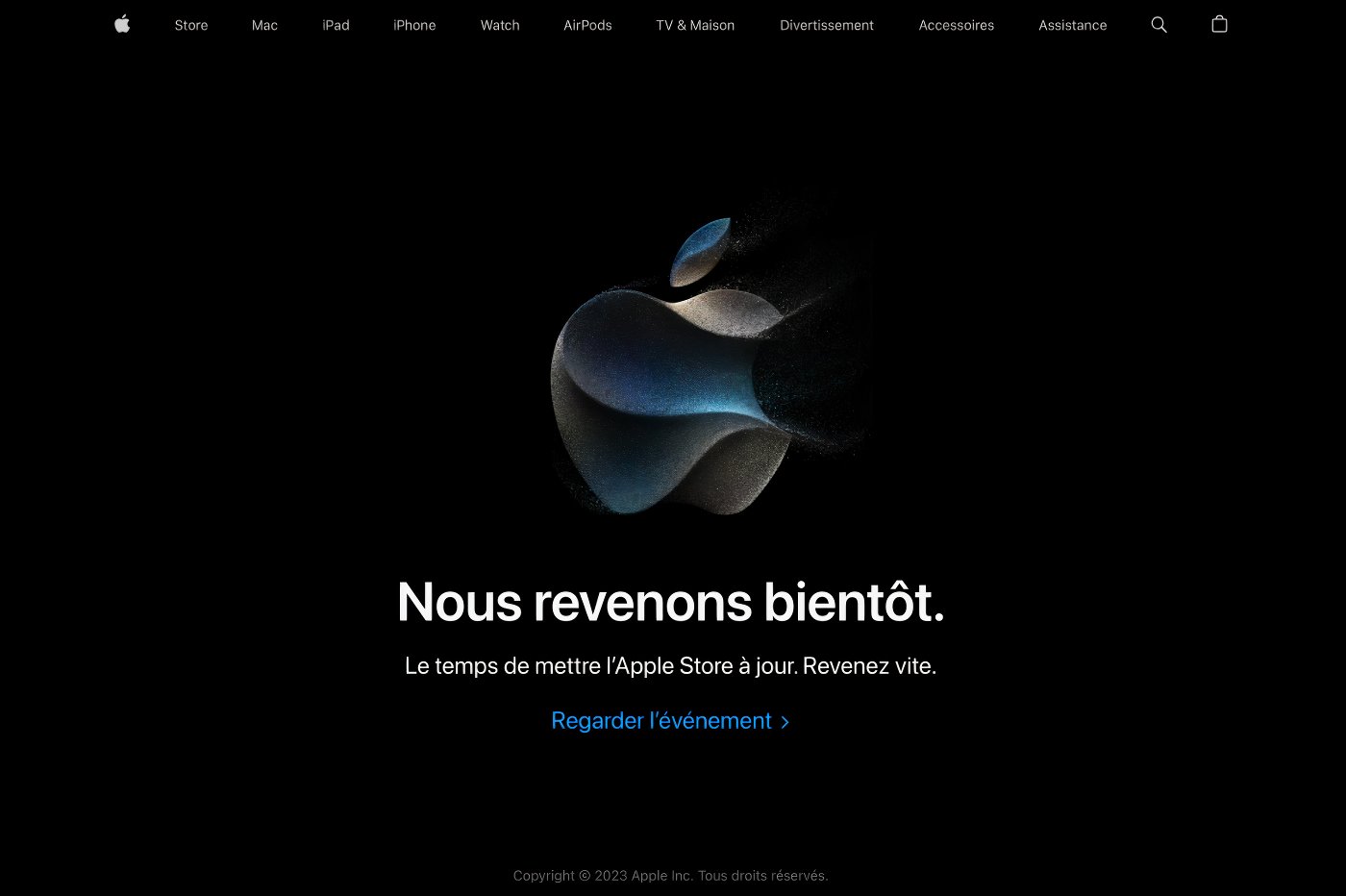 Boutique en ligne Apple maintenance