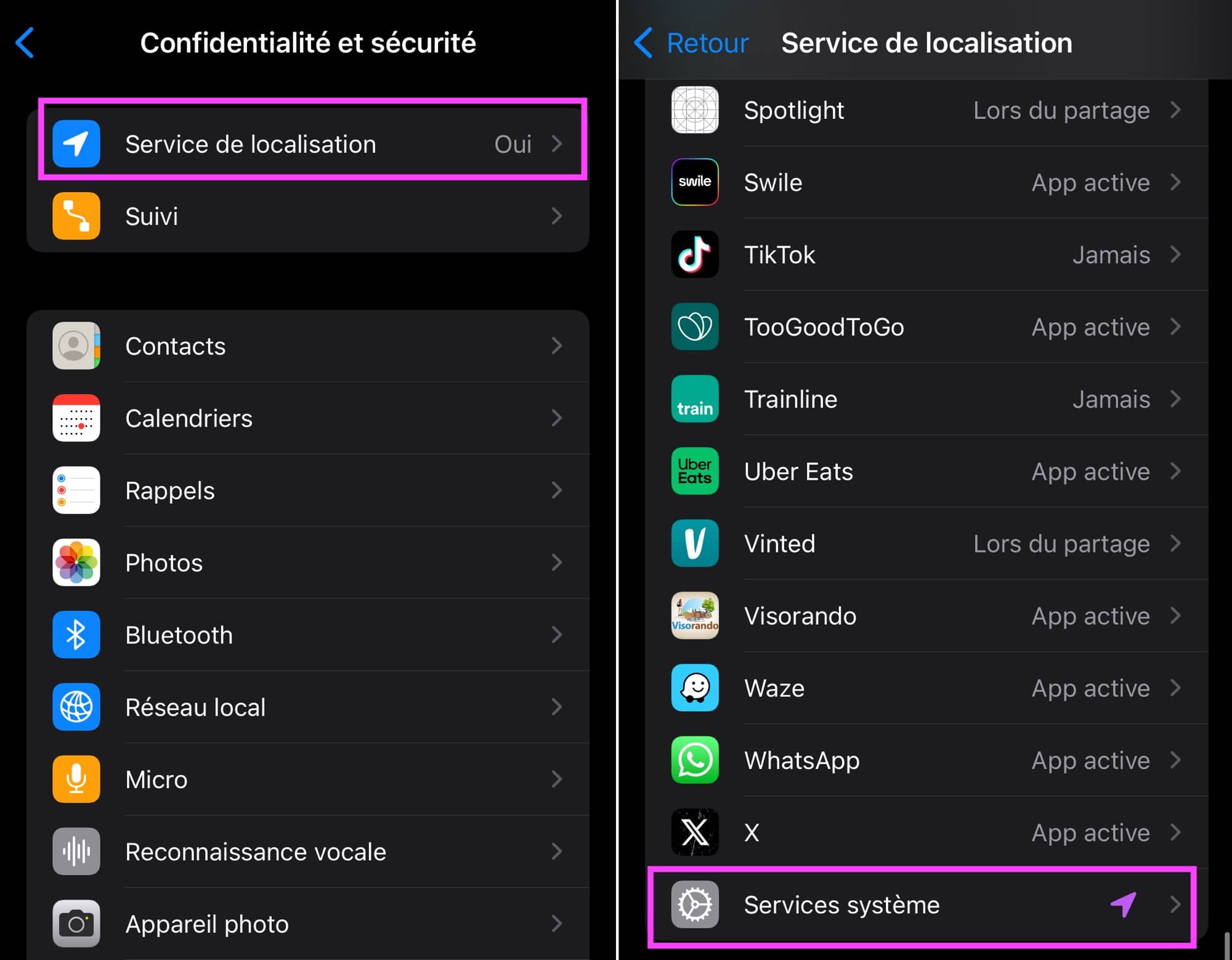 Confidentialite localisation ios