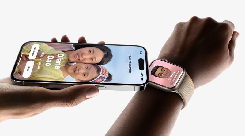 NameDrop entre iPhone et Apple Watch
