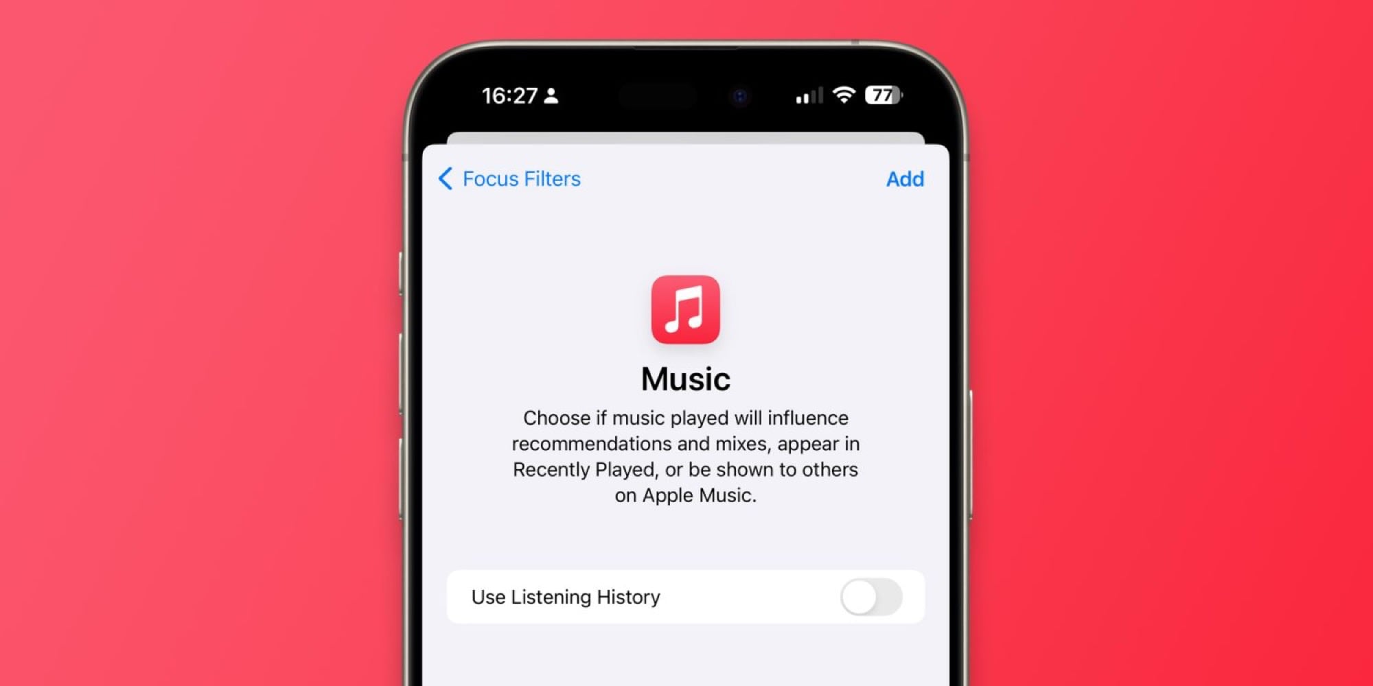 Apple Music option historique de lecture