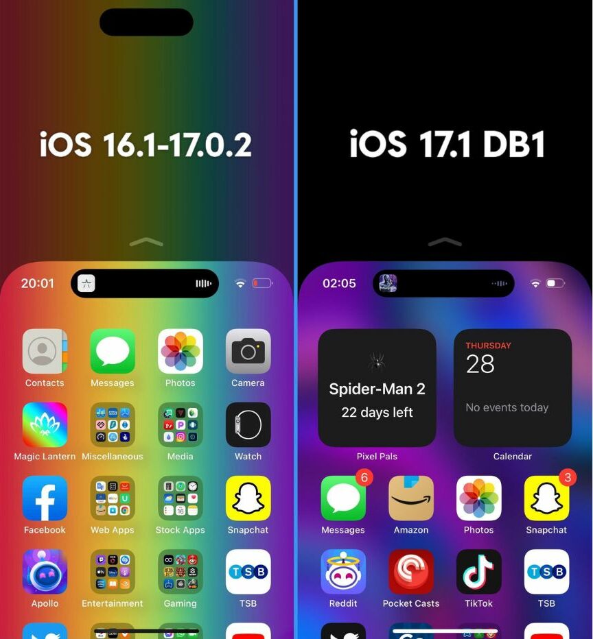 IOS 17.1 accesibilité moitié ecran noir