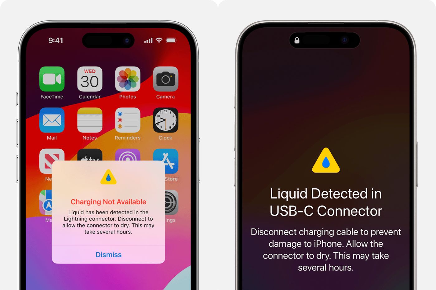 Apple iPhone deetction liquide humidité eau