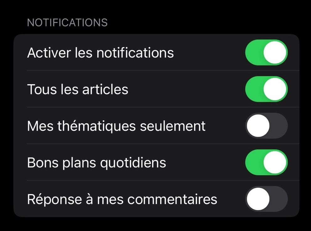 Réglages de notifications i-nfo.fr