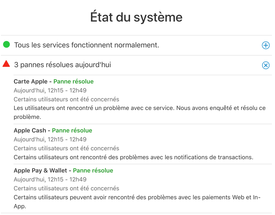 Rétablissement panne apple pay 20 12 2024
