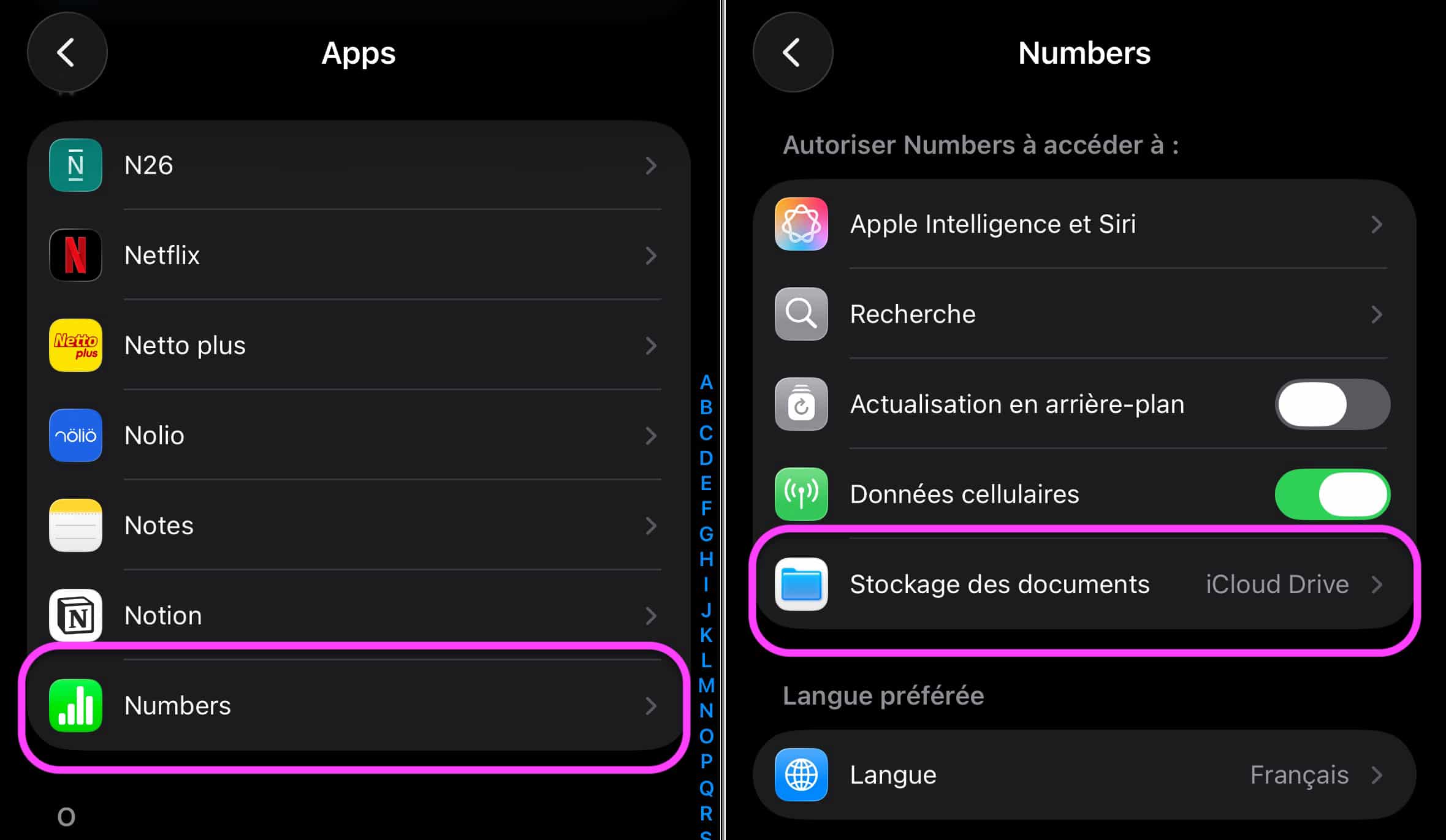 Stockage Apps