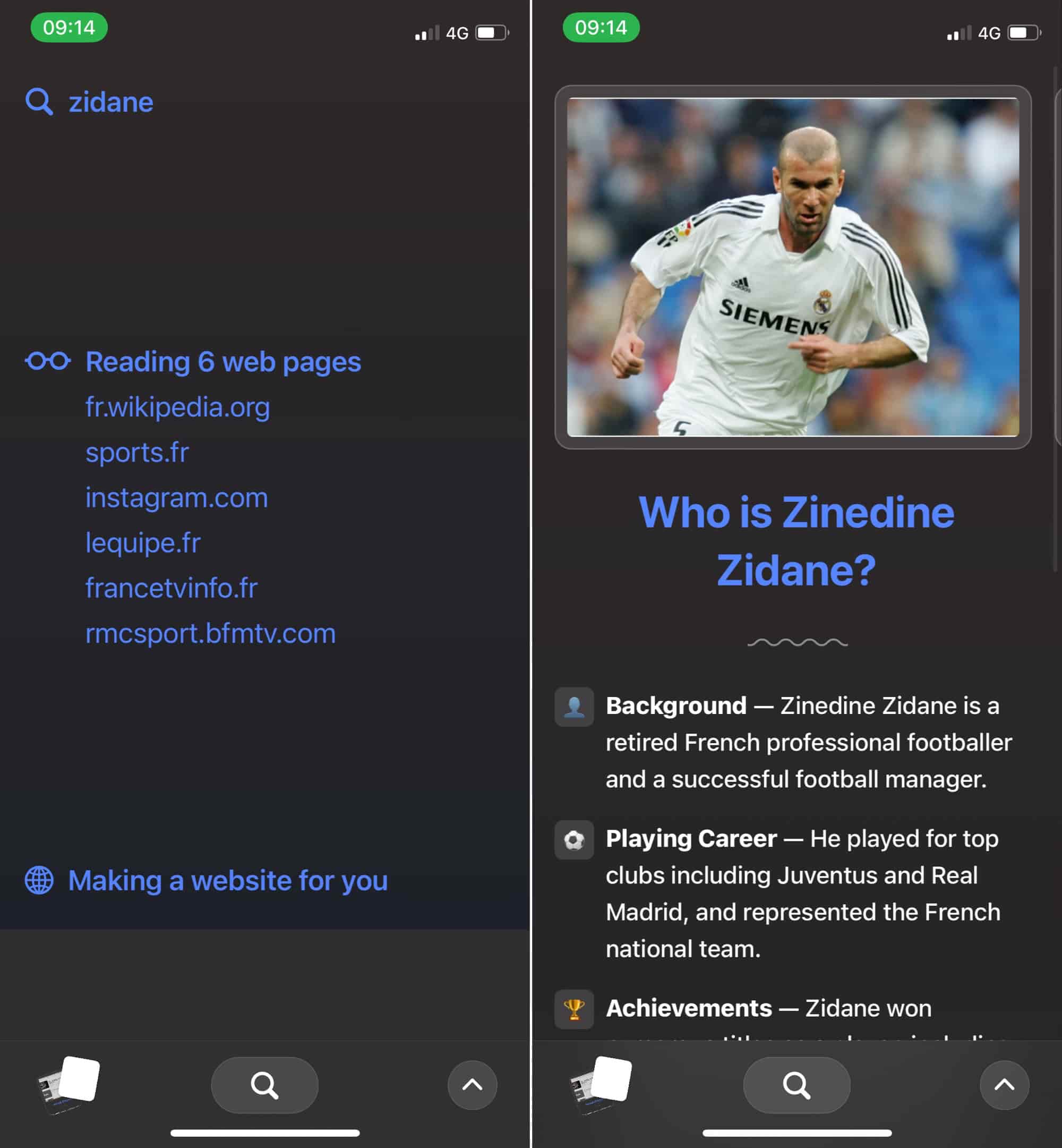 Arc Search sur iPhone