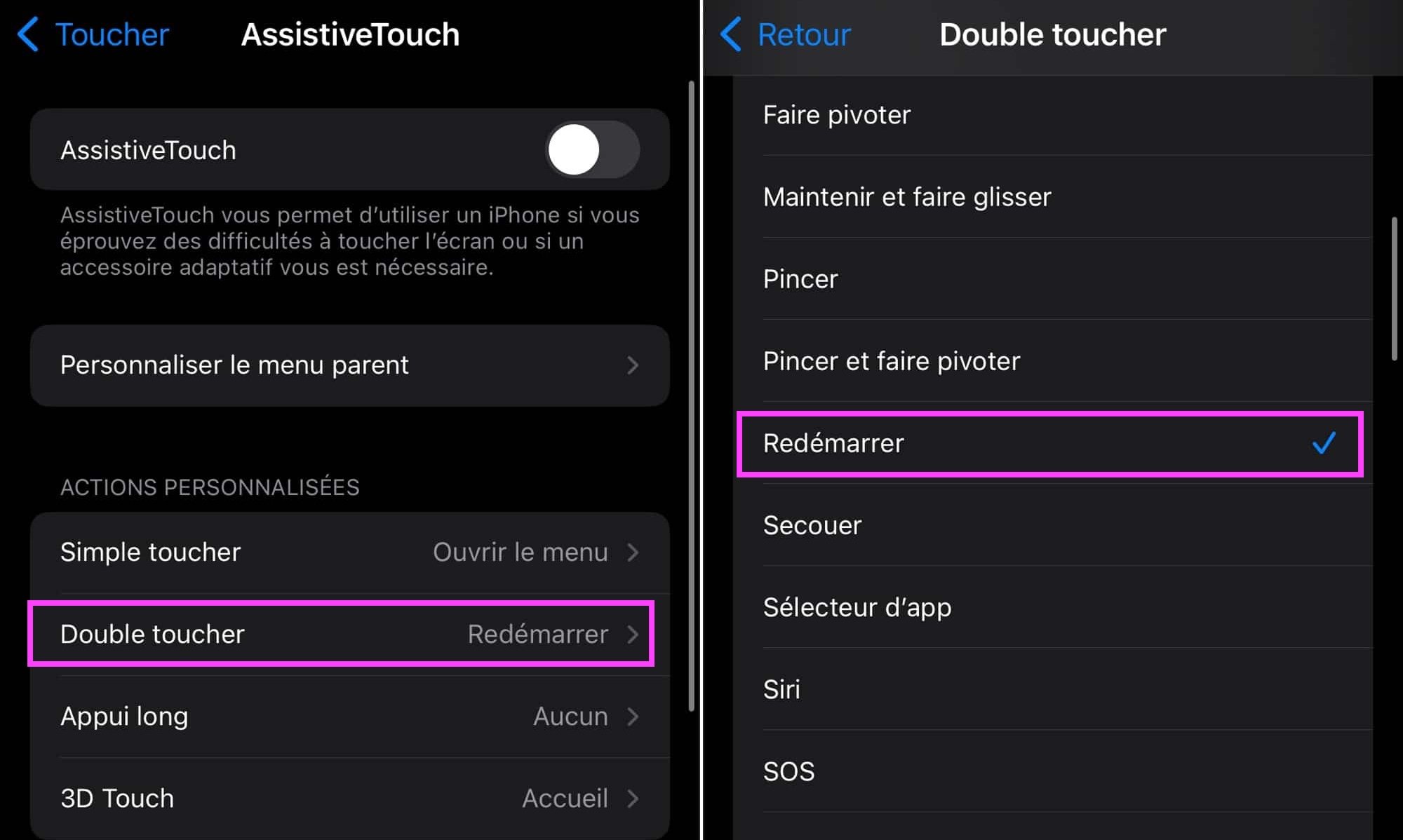 Assistive Touch iPhone redémarrage