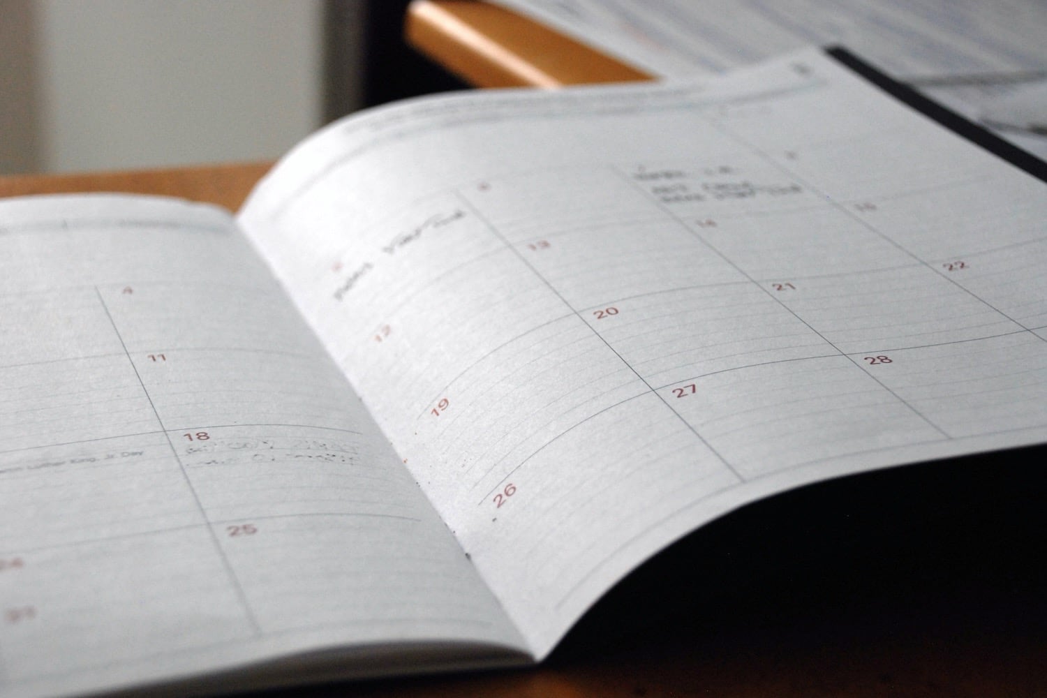 Cahier calendrier planning