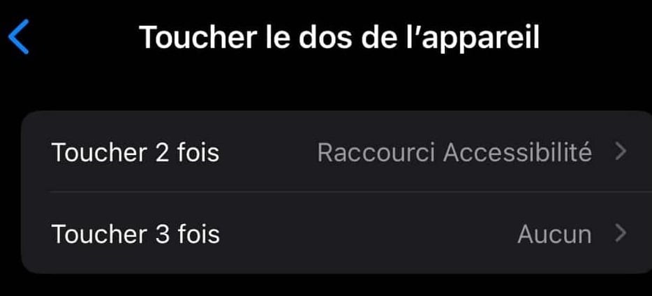 Toucher dos appareil options