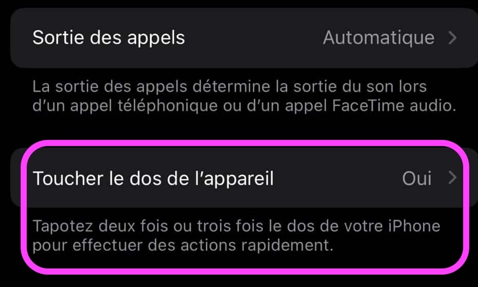 Toucher dos appareil