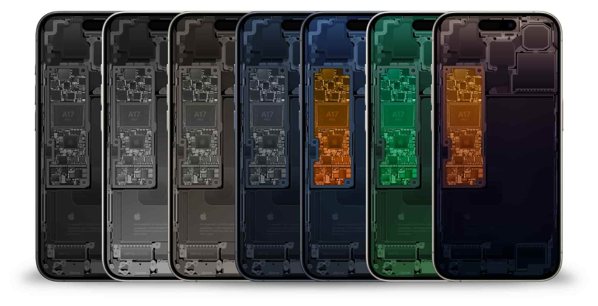 Fond d'écran schématique iPhone 15 Pro couleurs