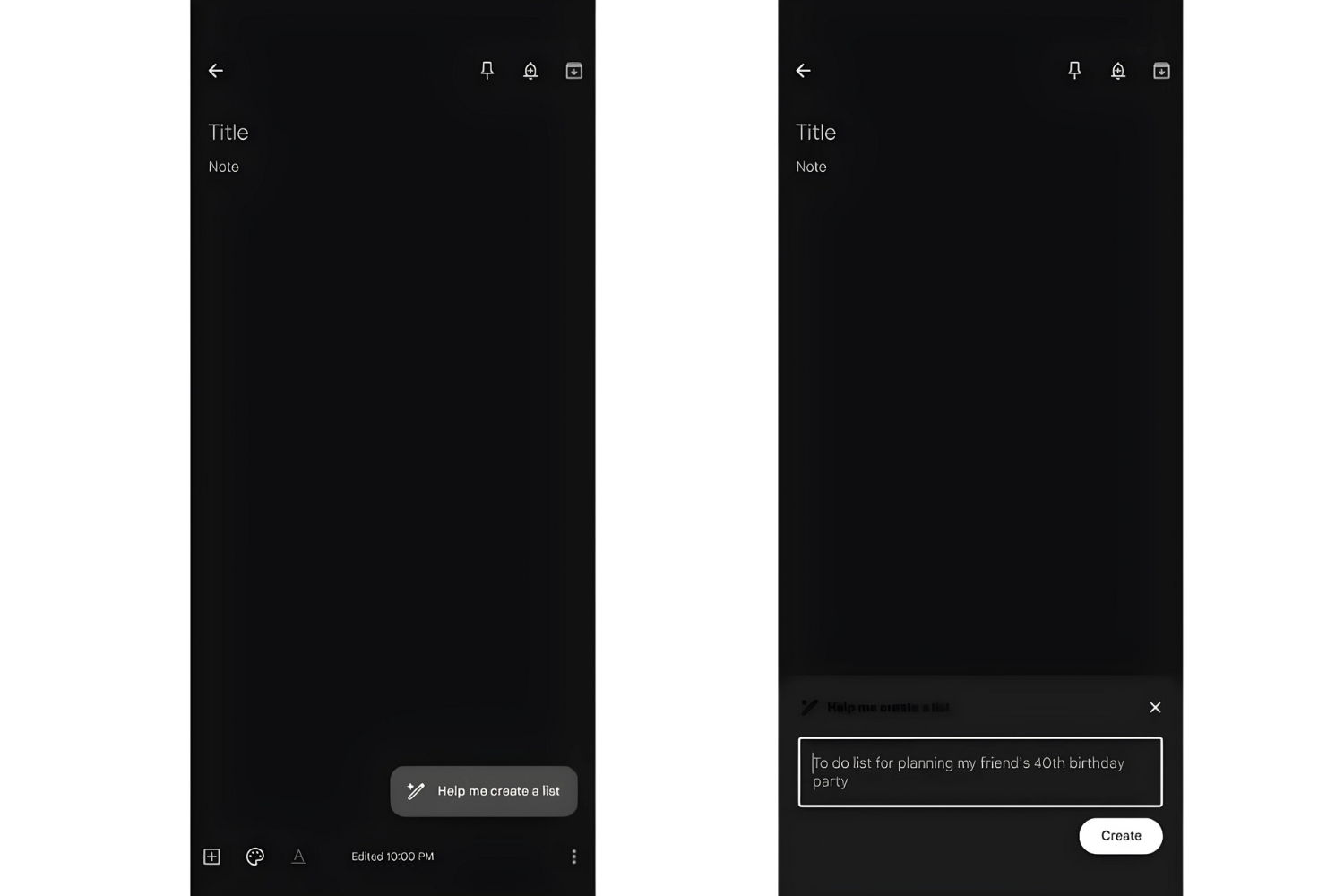 Google keep gemini creation liste