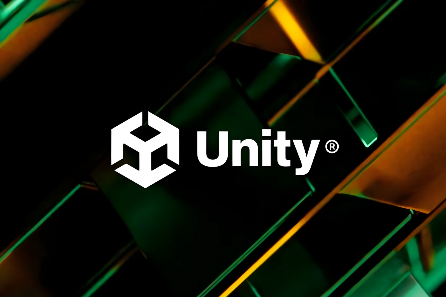 logo unity sur fond design 3D vert orange