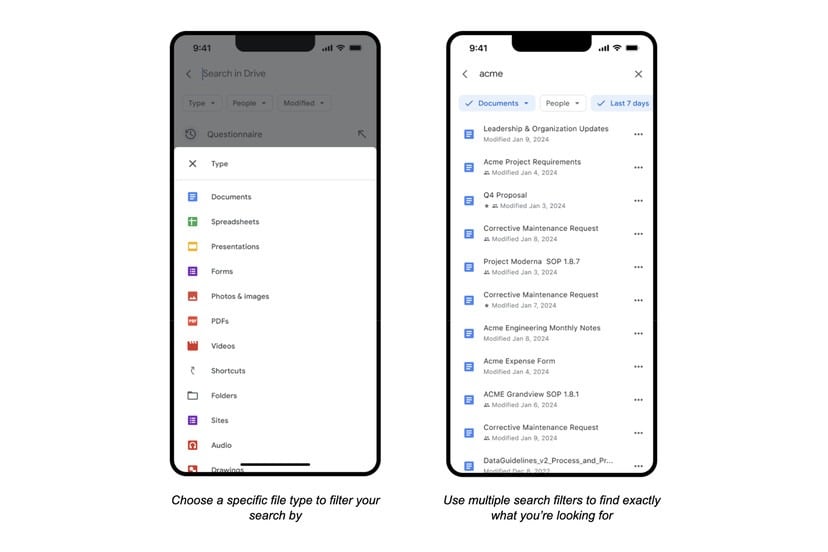 Google Drive search filters