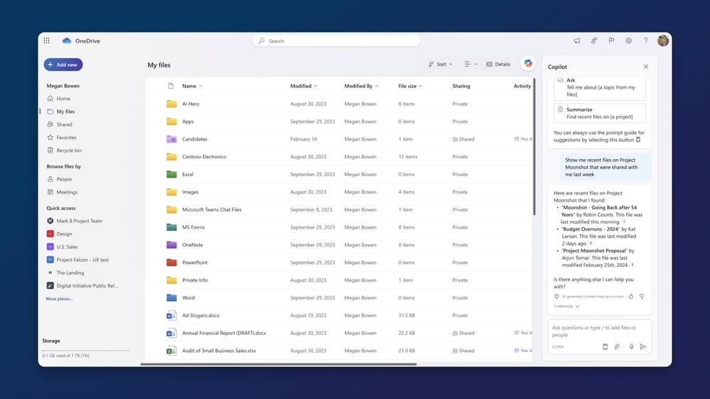 One drive copilot fichier