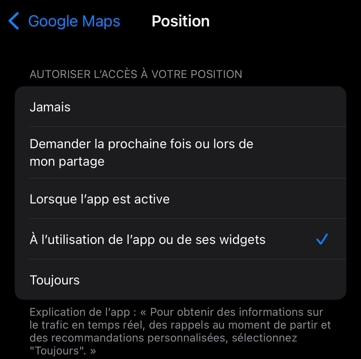 Position approximative