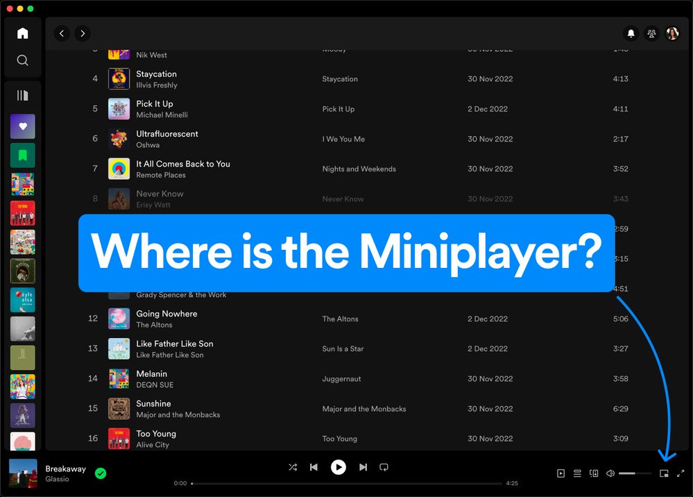 Spotify desktop mac miniplayer 1