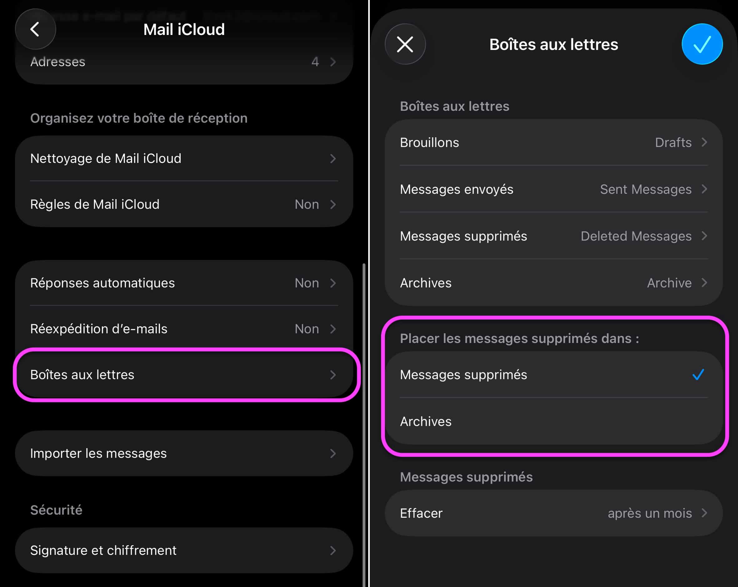 Apple iCloud option supprimer
