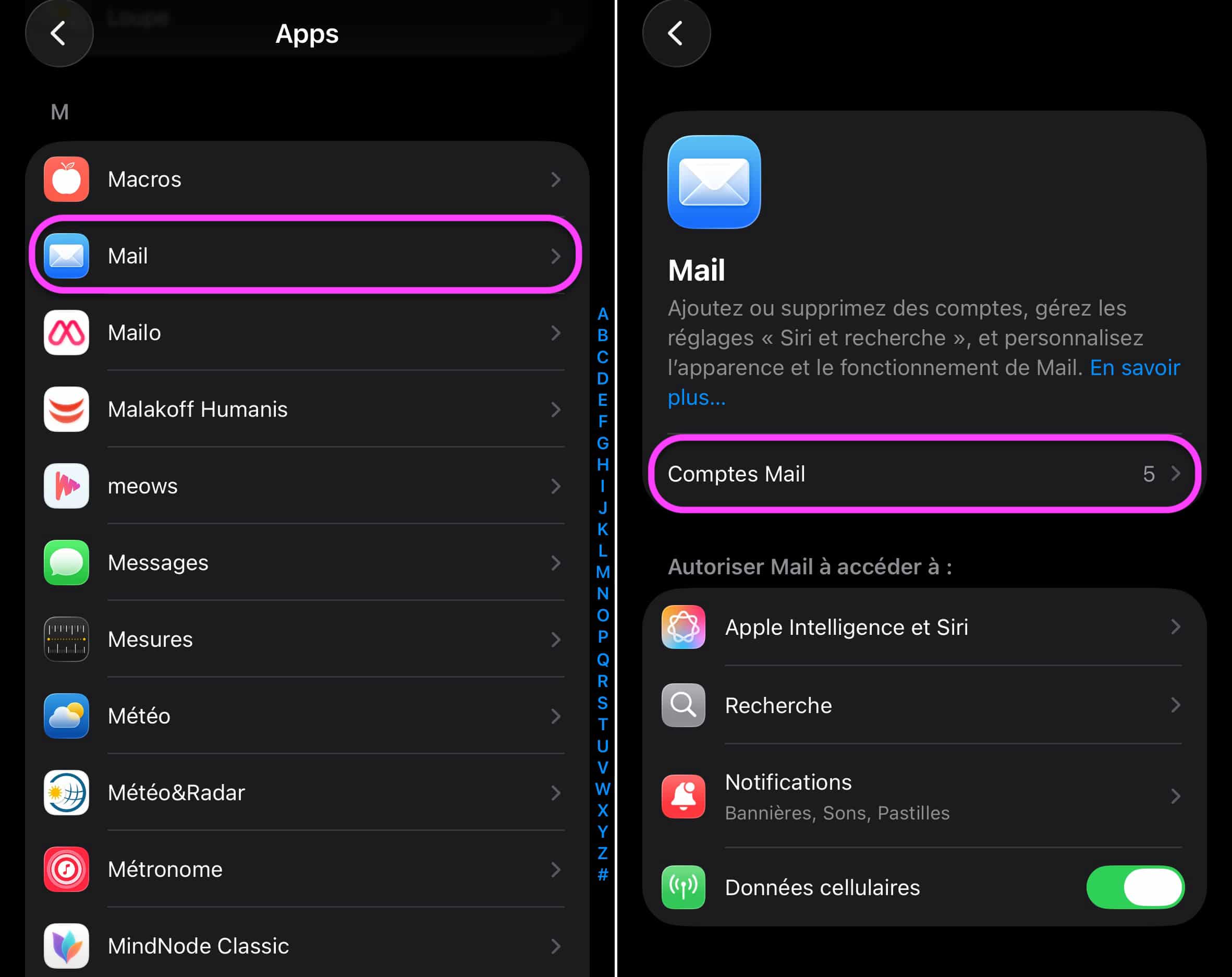 Apple Mail réglages