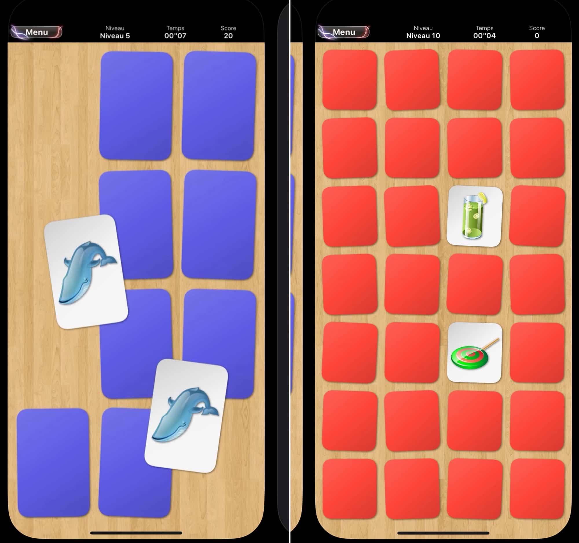 Jeu iPhone Memorama