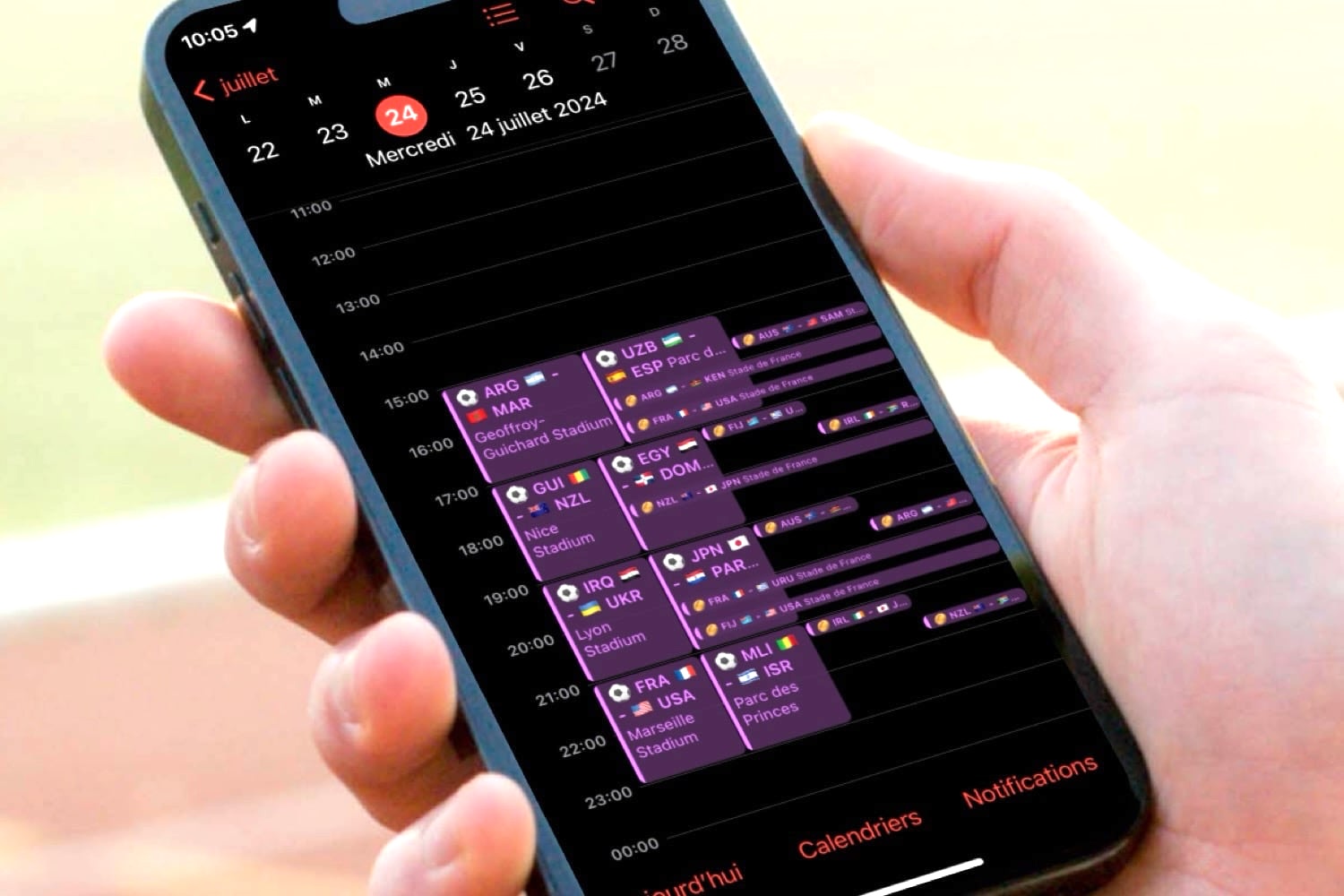 Calendrier des JO de Paris 2024 sur iPhone