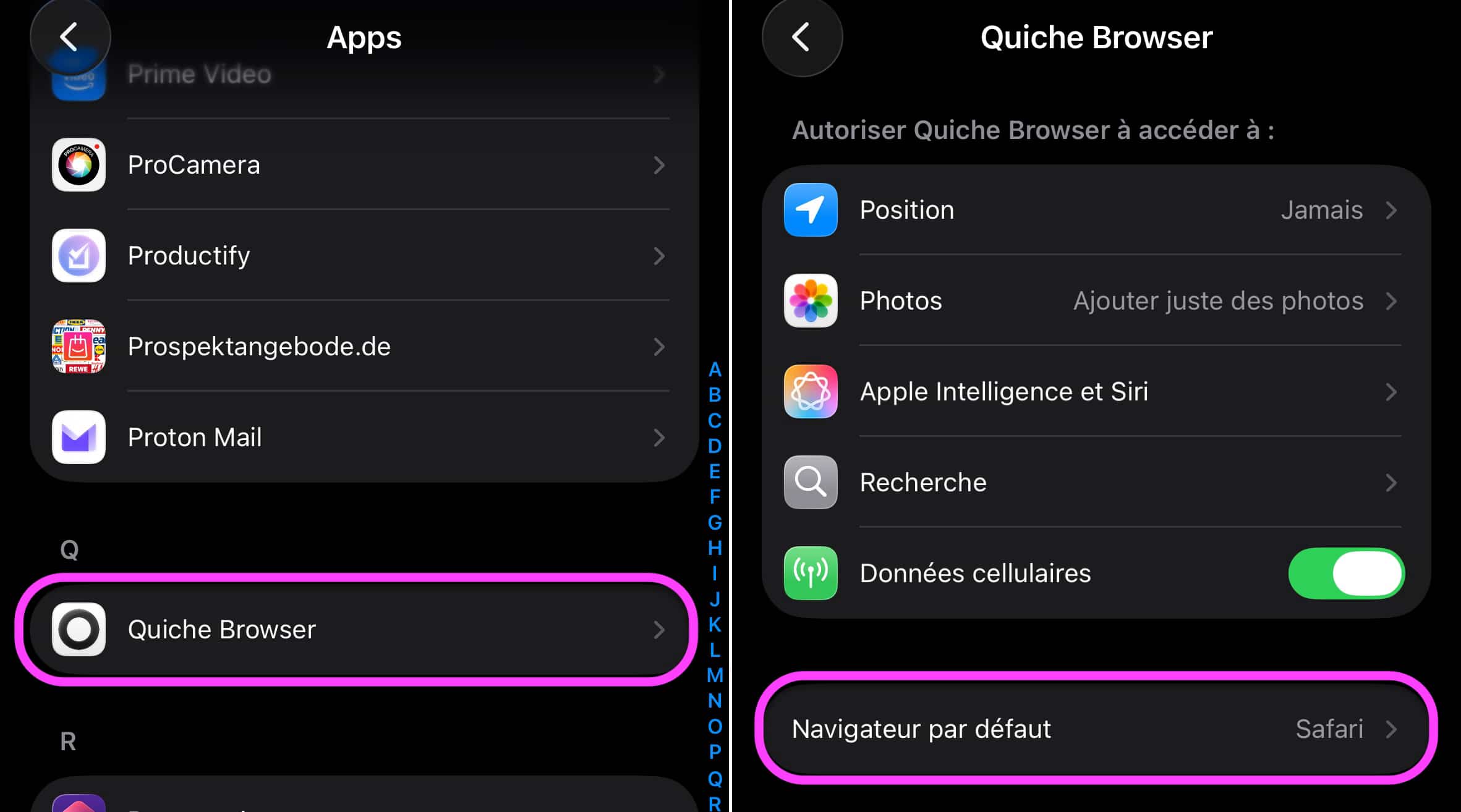 Navigateur par défaut iOS