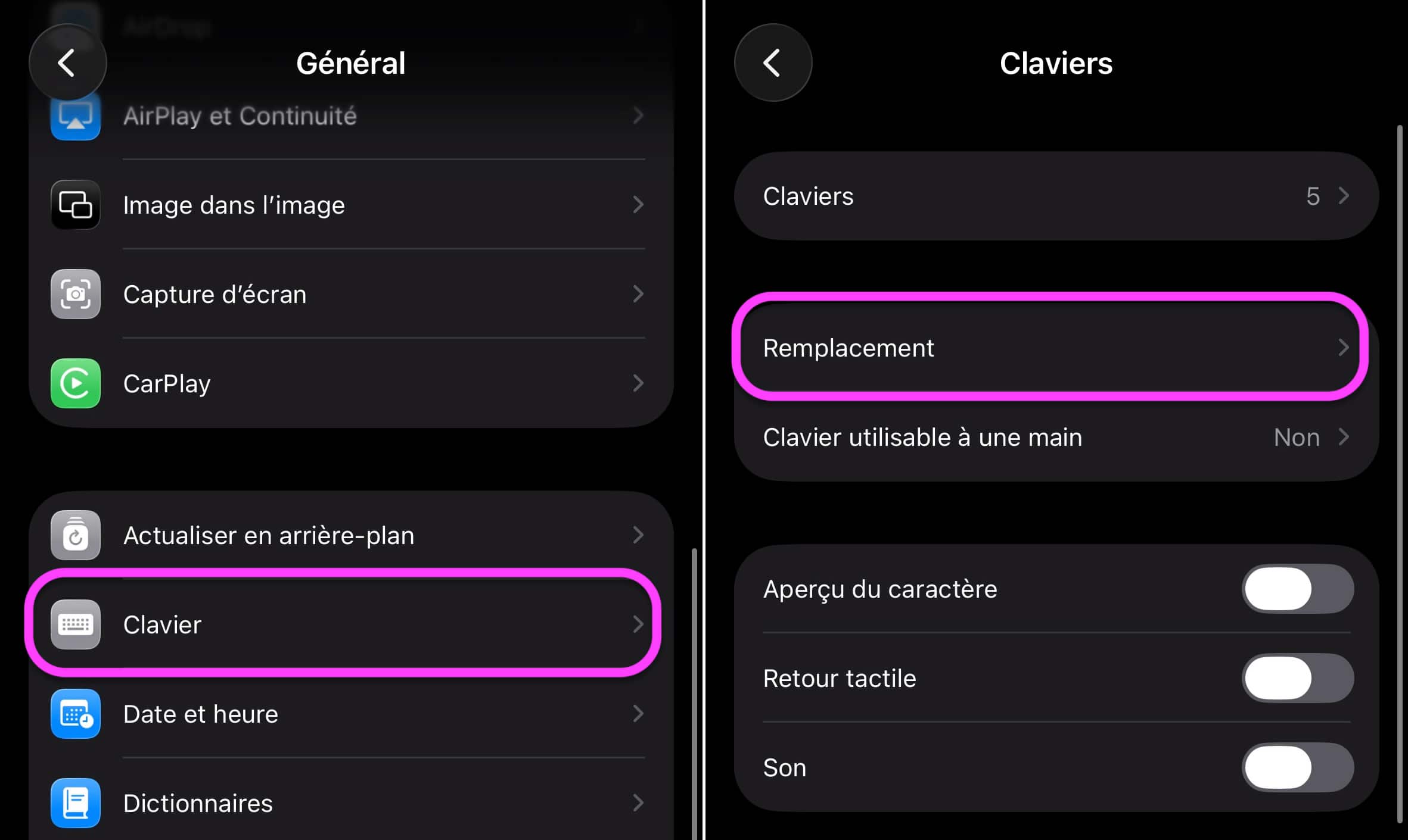 Remplacement clavier