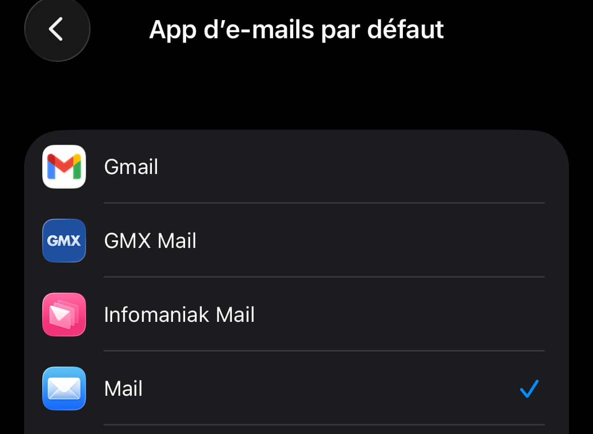 Apple Mail app par défaut