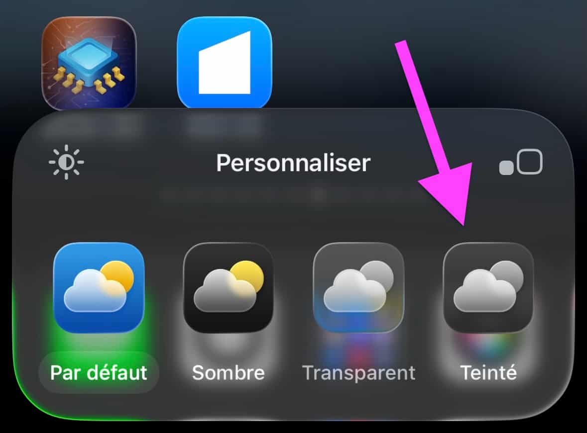 Écran accueil teinté