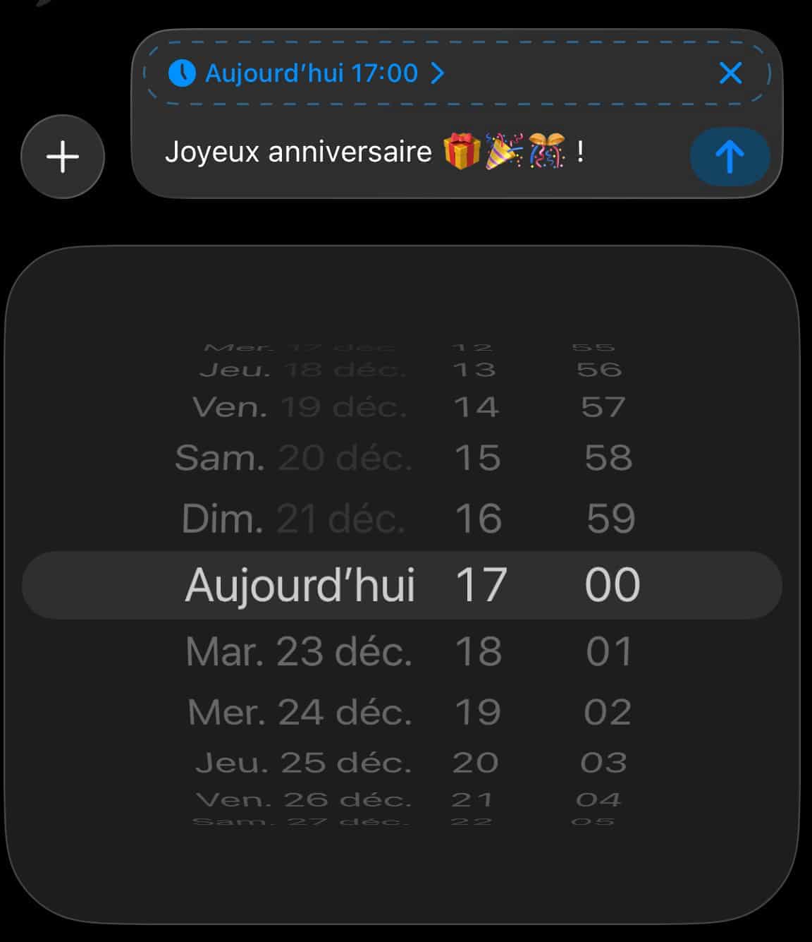 Programmer message heure