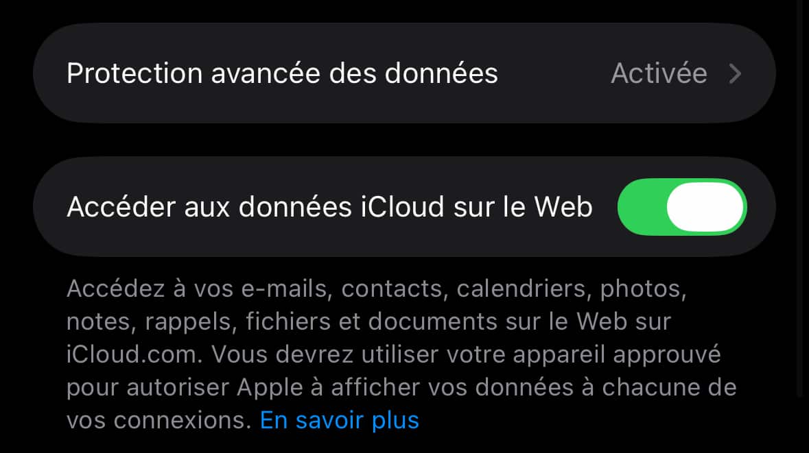 Protection données iCloud iOS