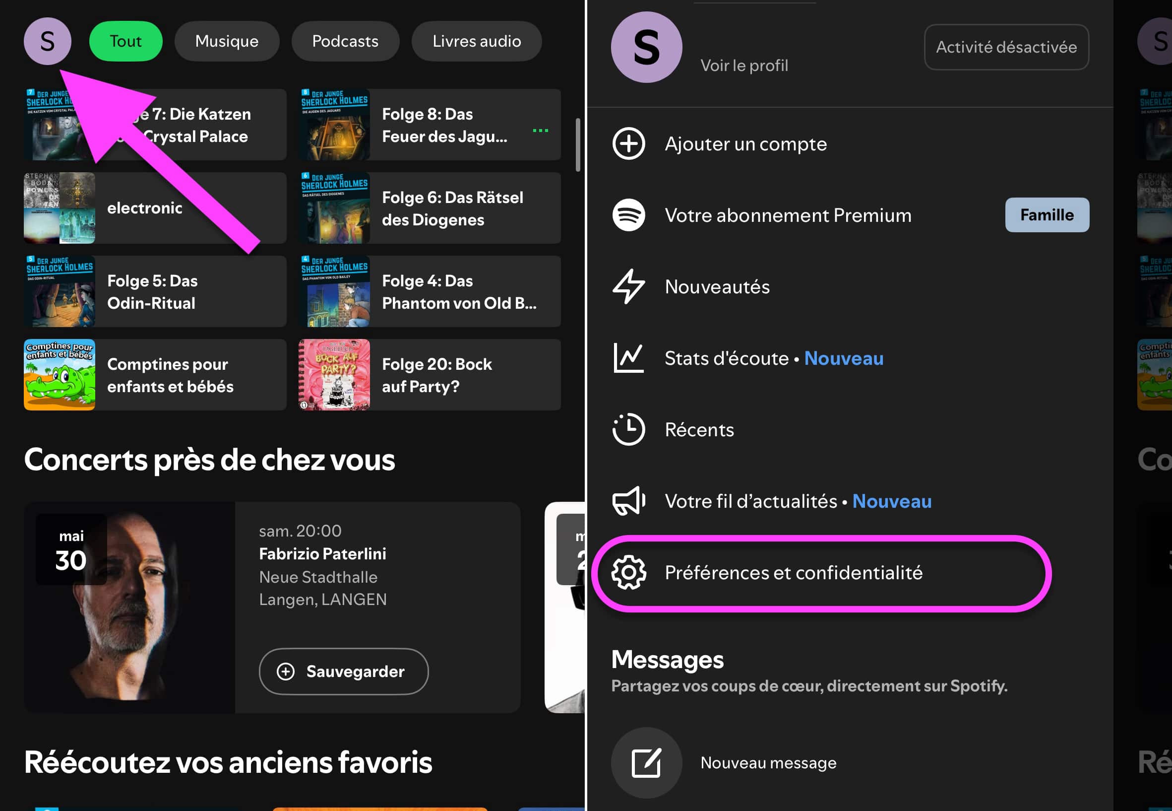 Réglages Spotify