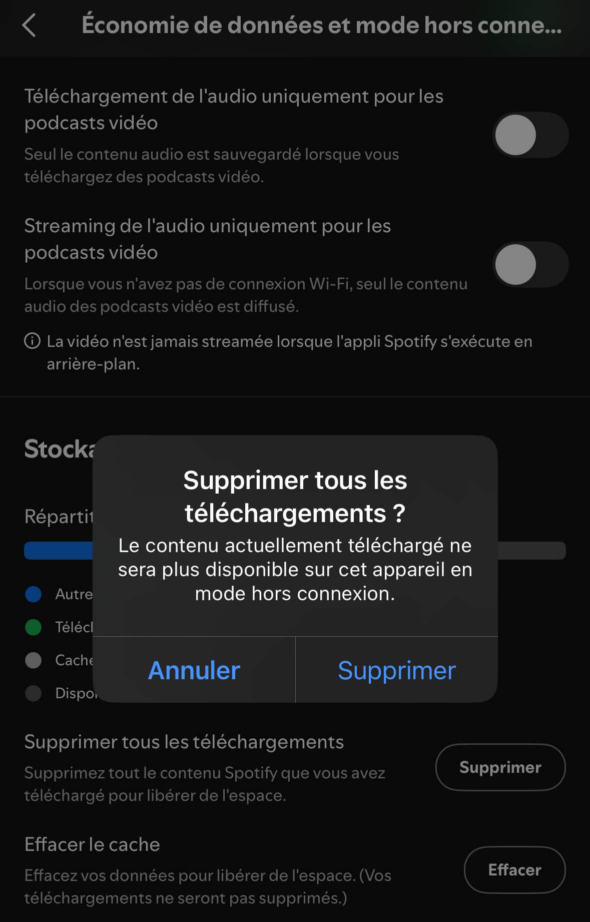 Supprimer téléchargement Spotify