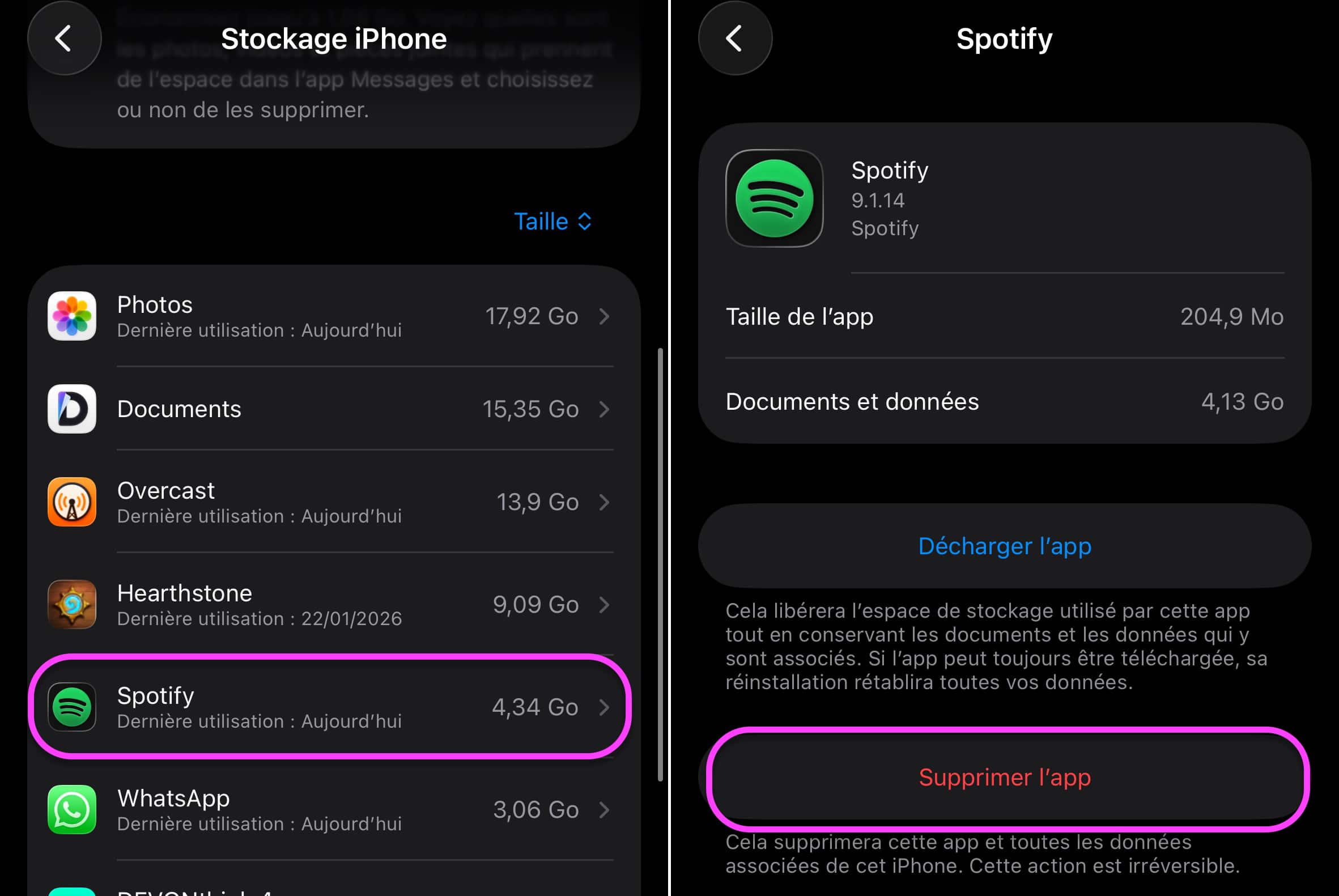 Supprimer Spotify iPhone