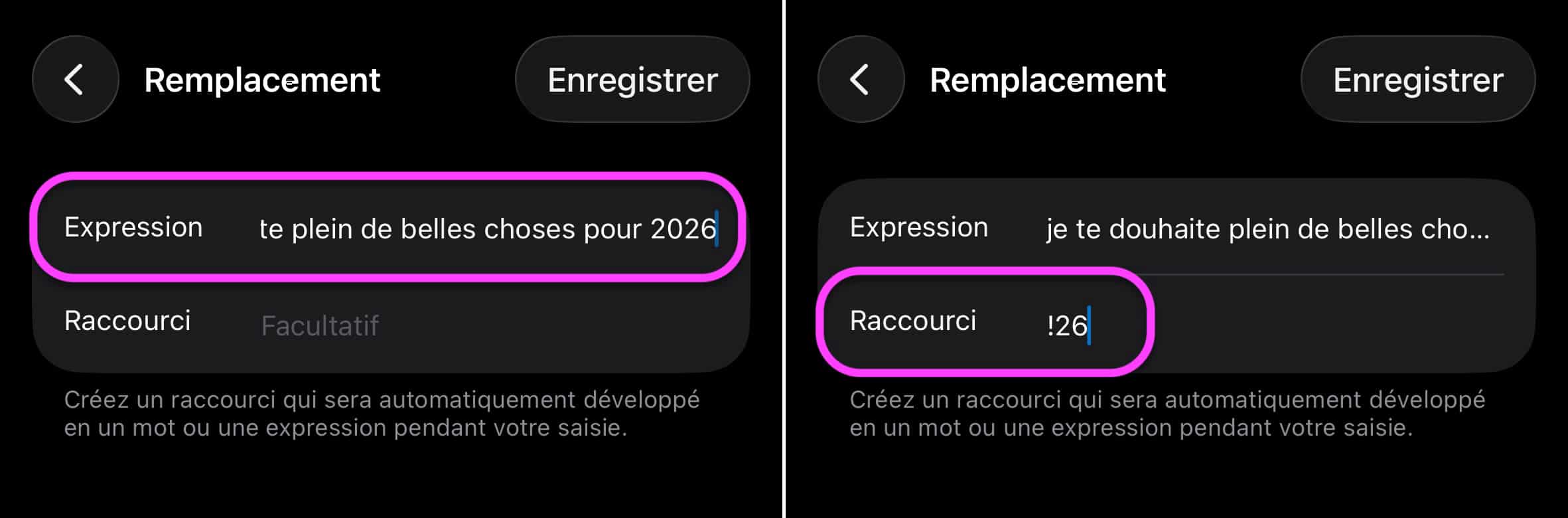 Nouveau raccourci clavier bonne année 2026