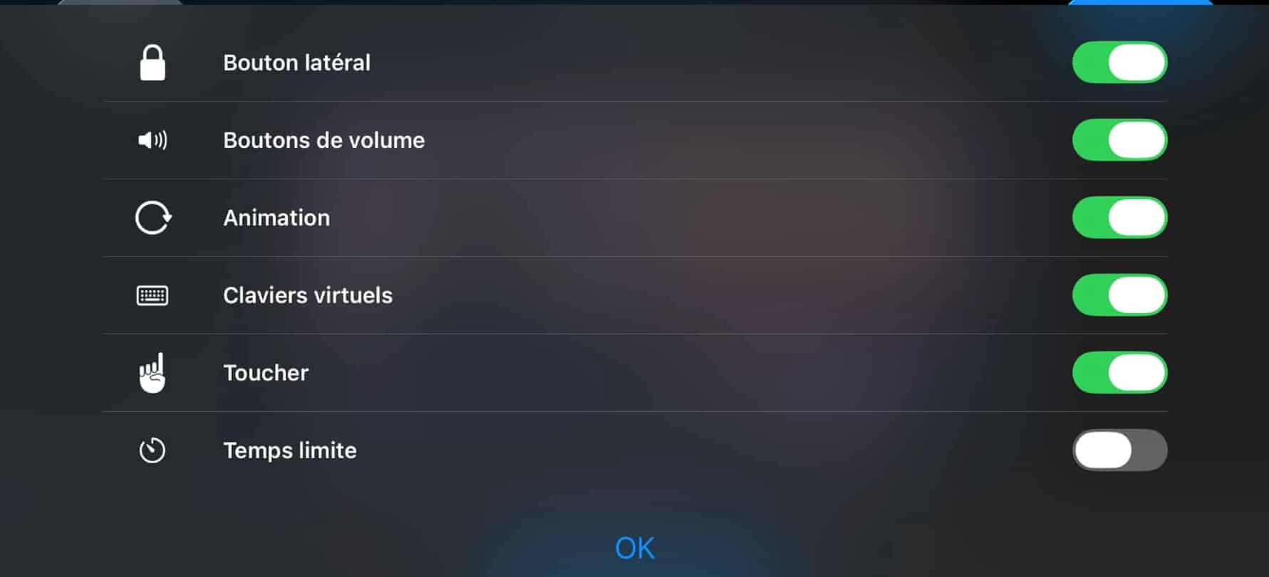 Accès guidé options