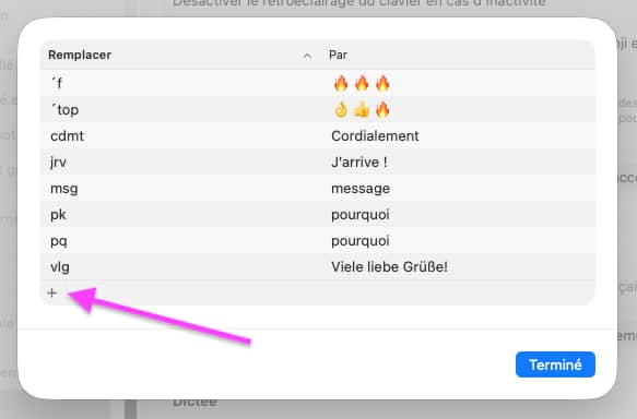 Raccourci clavier macOS
