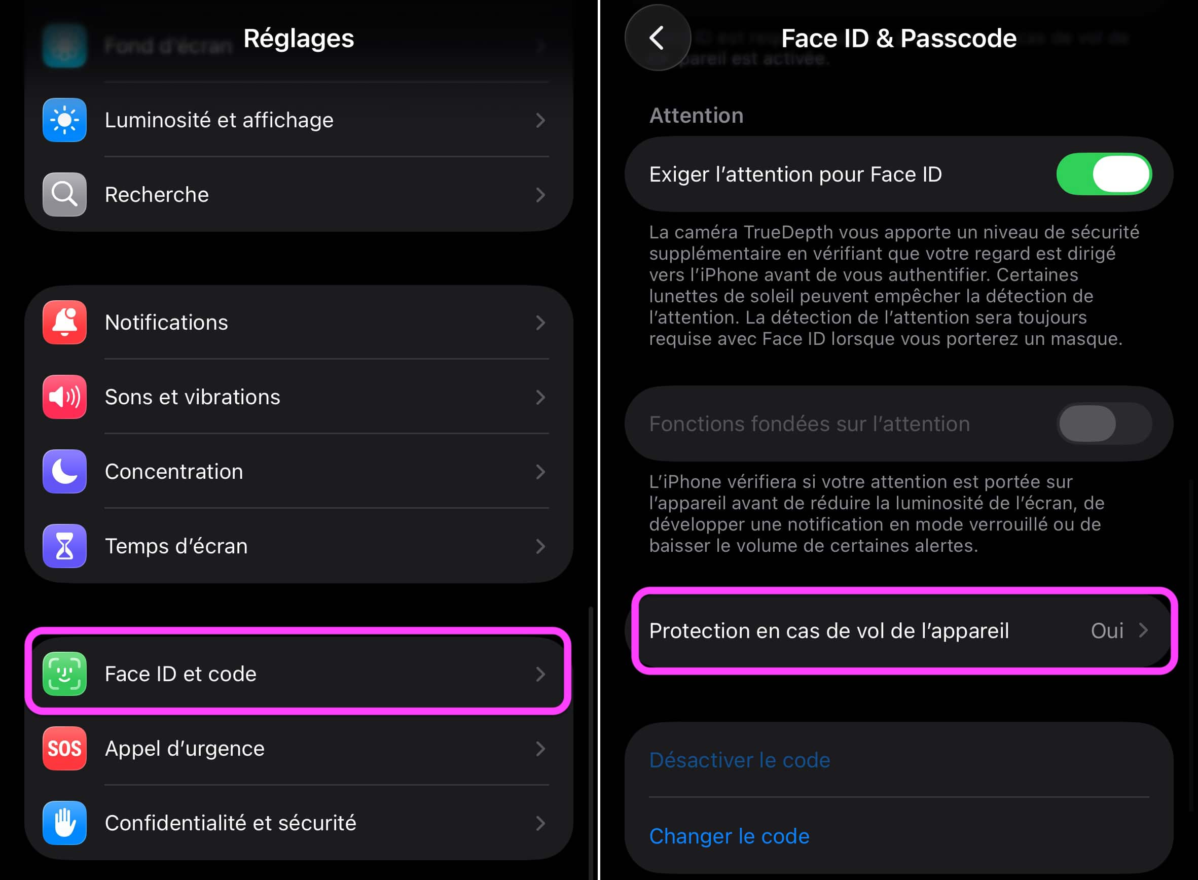 Sécurité vol iPhone