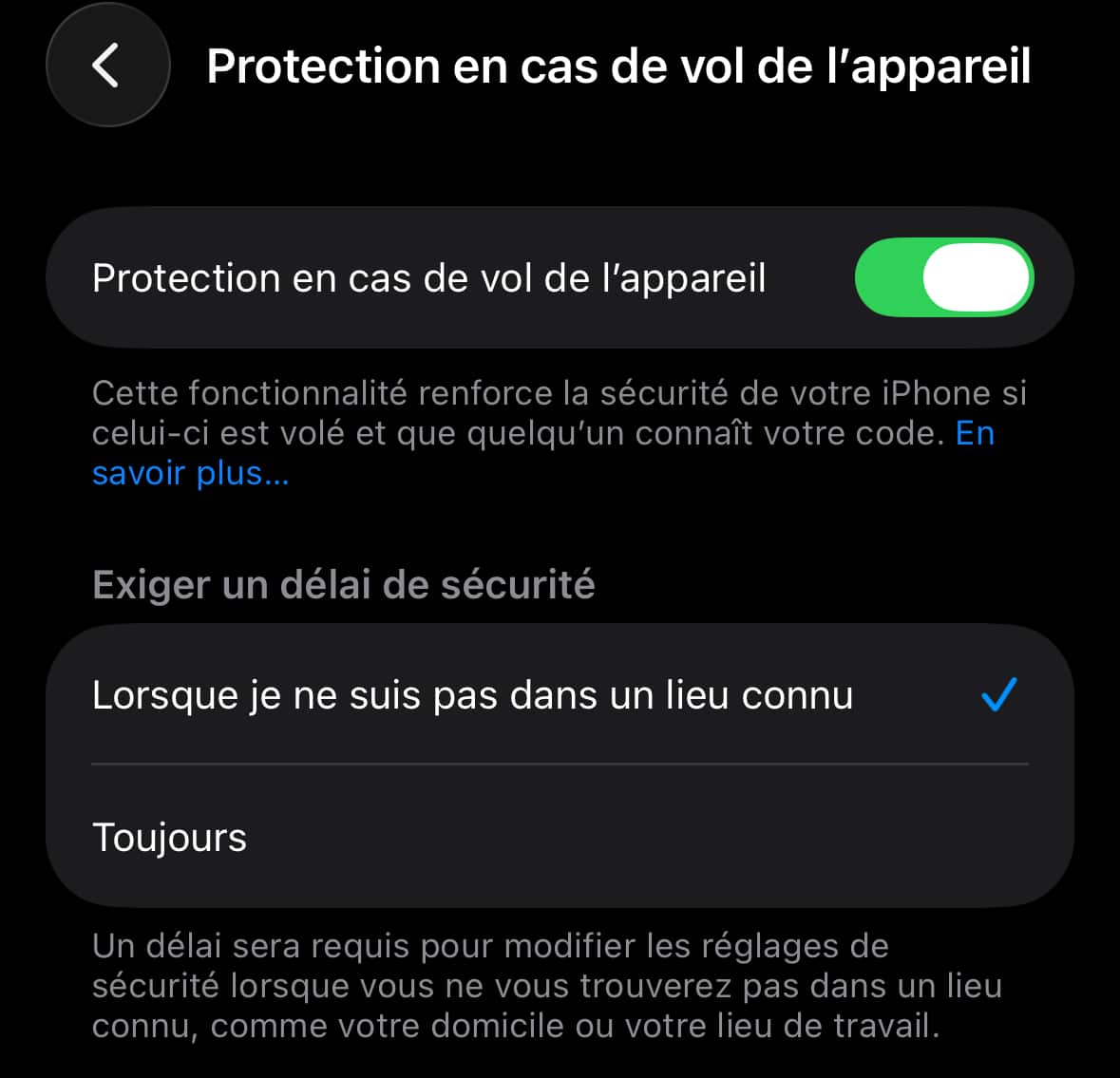 Sécurité vol iPhone