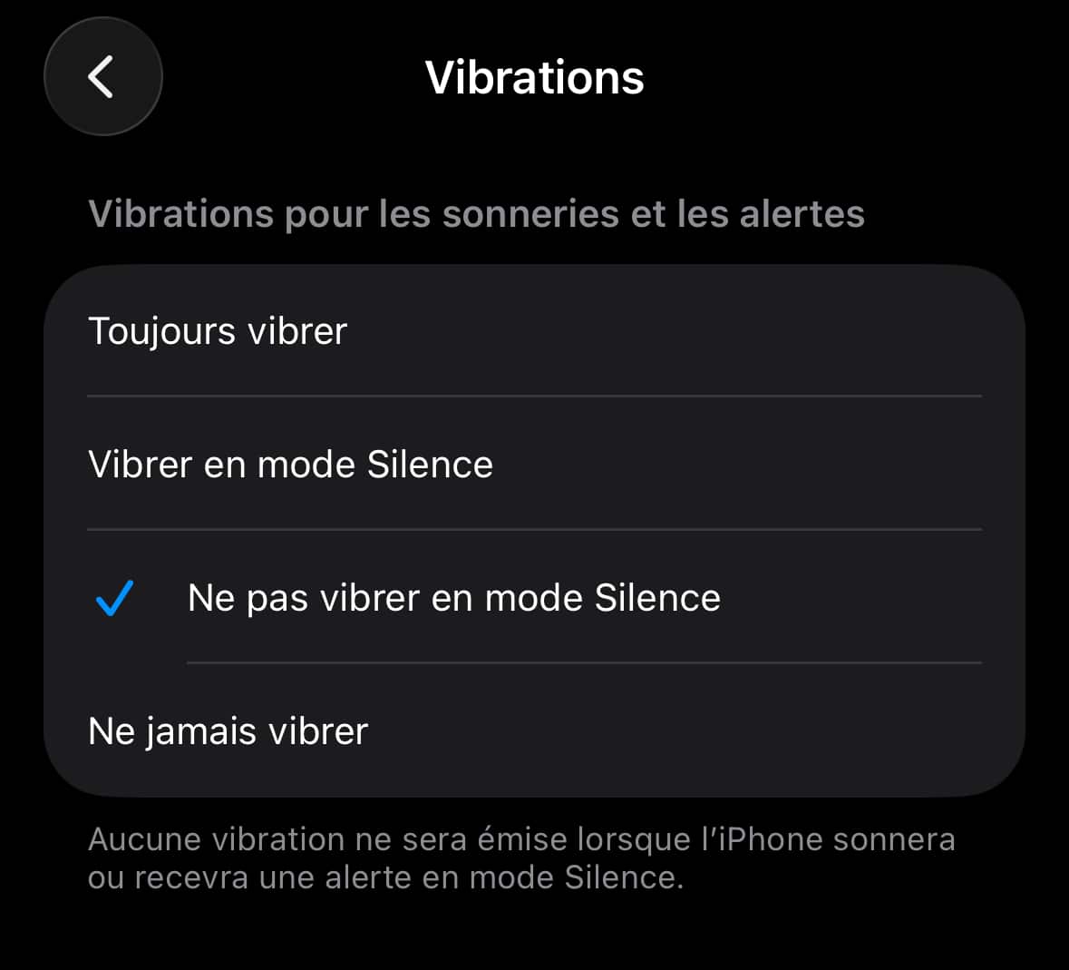 Pas de vibrations