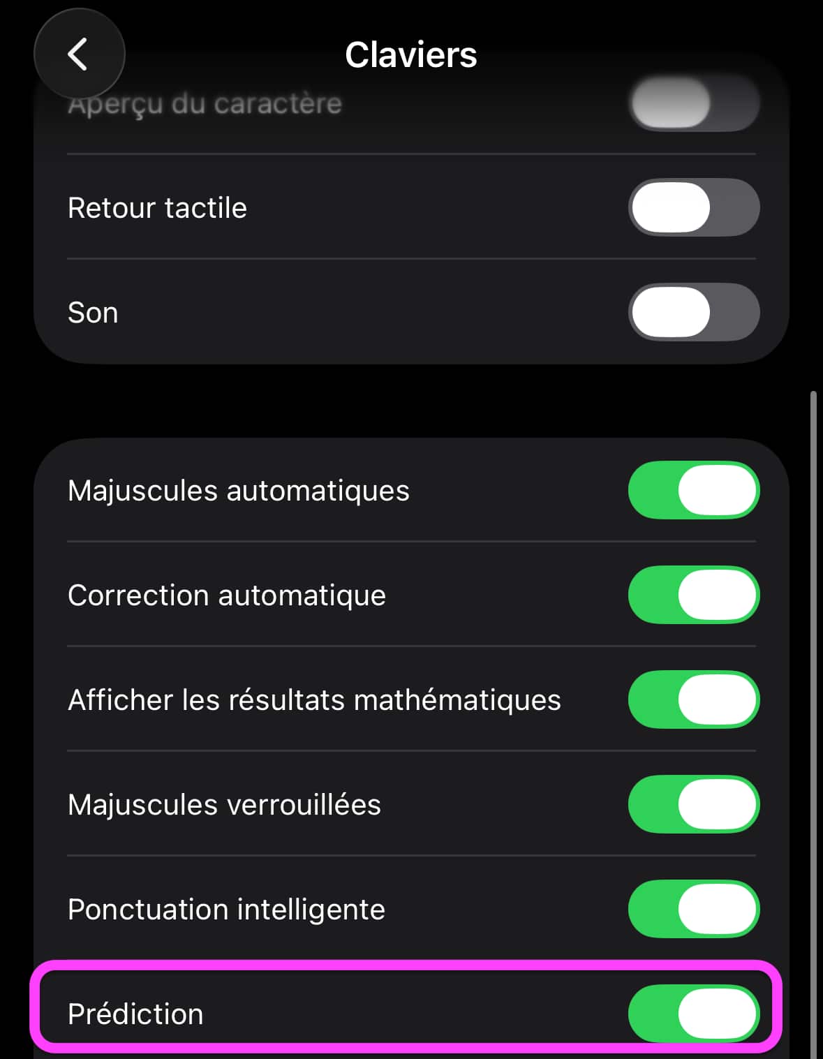 Prédiction clavier