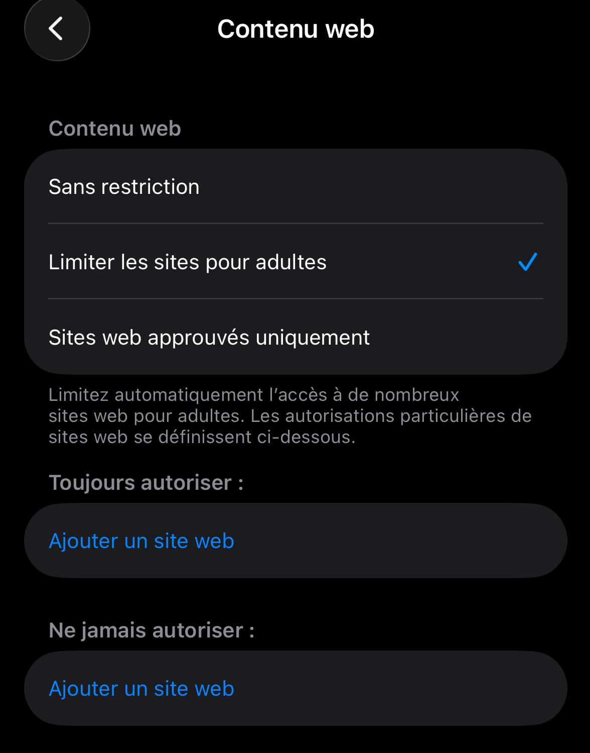 Temps d'écran sites web