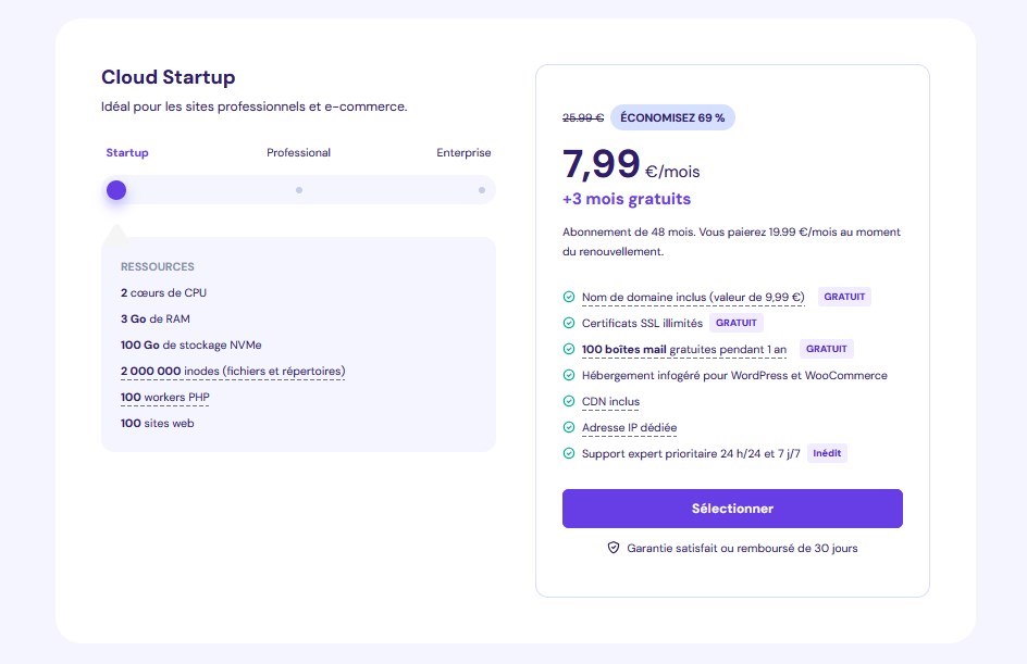 Hébergement Cloud Startup Hostinger
