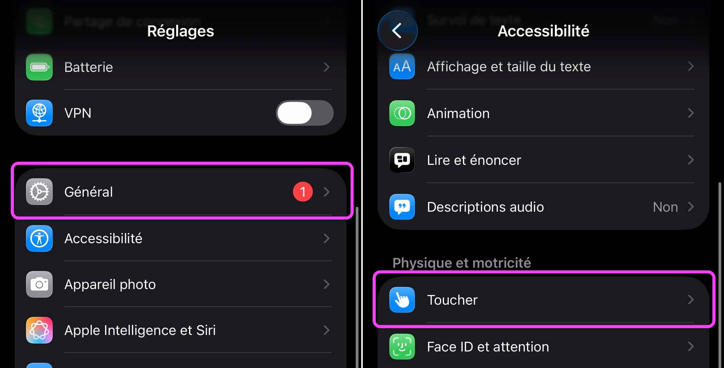 Activer Accès facile iPhone